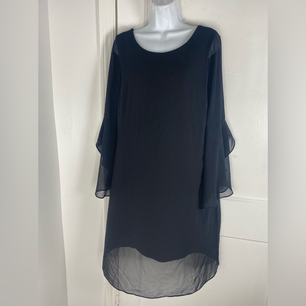 Thalia Sodi Macys Black Chiffon Style Long Sleeve Overlay Dress